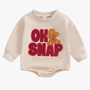 Christmas Bubble Romper - Crewneck Sweatshirt - Oh Snap Gingerbread Baby Outfit